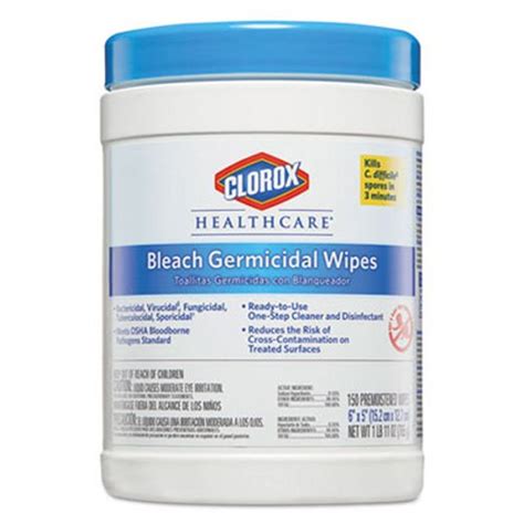 Clorox Healthcare Bleach Germicidal Wipes Ready To Use Wipe Length