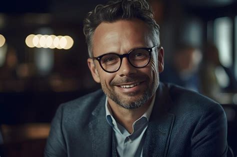 Premium AI Image | A man wearing glasses smiles at the camera