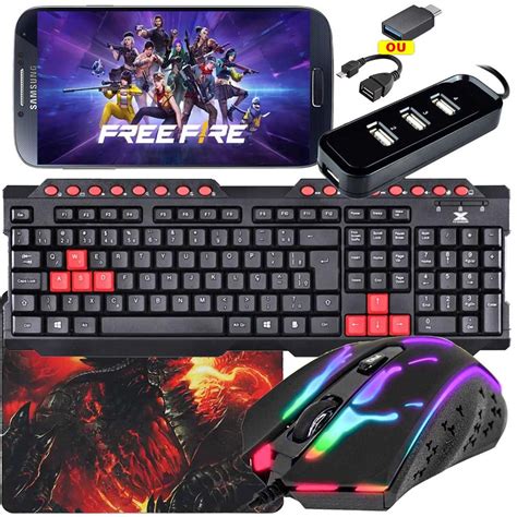 Mobilador Gamer Mouse Led Teclado Gamer Vermelho Multimidia Usb