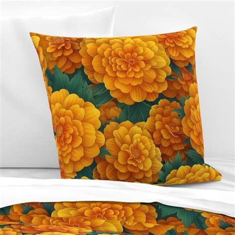 Large Scale Marigold Flower Euro Pillow Sham Spoonflower