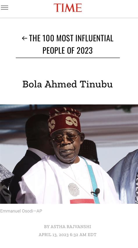 Times Magazine Names Tinubu Among 100 Most Influential People Of 2023 The Gazelle News