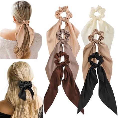 Amazon Aileam 6PCS Hair Scrunchies Satin SilkRabbit Bunny Ear Bow