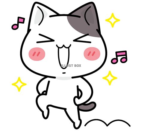 無料イラスト 身体が軽い！＜ぶち猫 にゃんこ＞