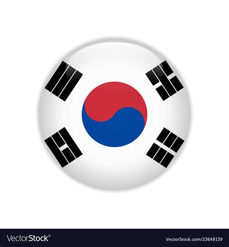 South korea flag on button Royalty Free Vector Image