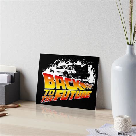 Back To The Future DeLorean White Stencil Fan Art Art Board Print