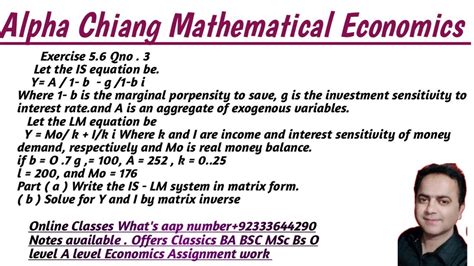 Alpha Chiang Mathematical Eco Exercise 5 6 Qno 3 Part A B