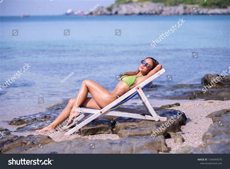 Beautiful Woman Wearing Bikini Lying On Foto Stok 1240464370 Shutterstock