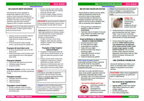 Sosyal Bilgiler 6 Birey ve Toplum Ders Notları Sosyal Bilgiler