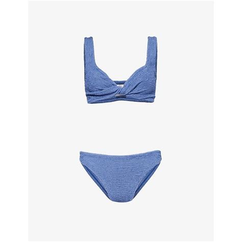 Hunza G Juno Twist Front Bikini Set In Blue Lyst