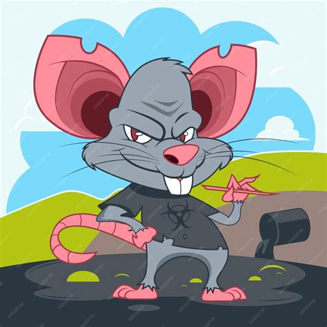 Free Vector | Hand drawn evil rat cartoon illustration