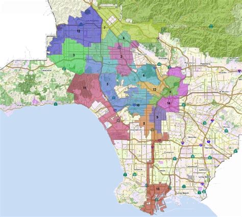 Los Angeles City Council Districts Map - Topographic Map World