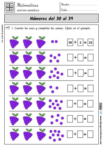 Los Números Del 30 Al 39 Fichas Para Descargar El Proyector De Clase