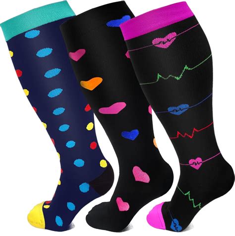 Walmart Plus Size Compression Socks 3 Pairs 20 30 Mmhg Extra Large Knee High Wide Calf 3xl