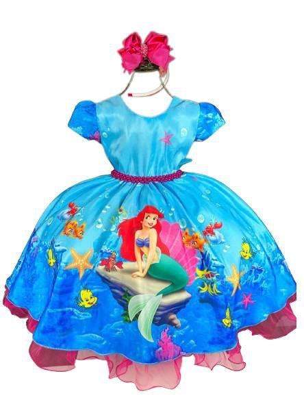 Vestido Filme Pequena Sereia Ariel Infantil Menina Tematicos Gigi