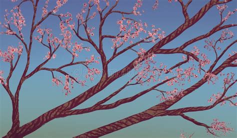 Cherry Blossom Branches - Digital Painting Stock Illustration ...