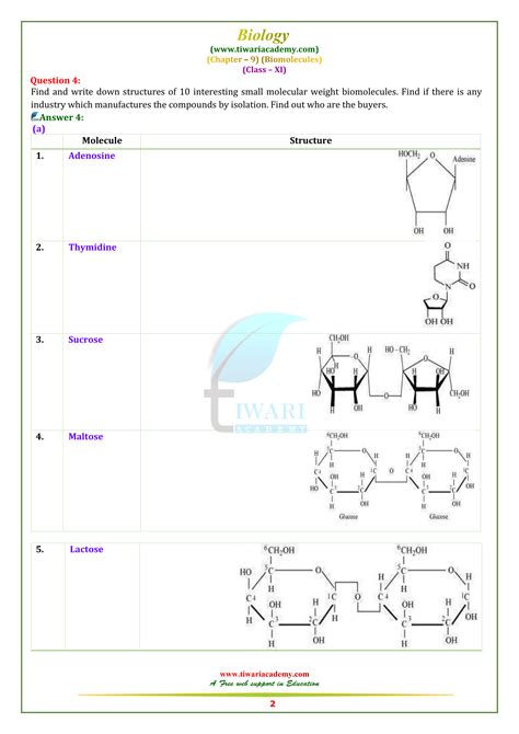 Ncert Solutions For Class Biology Chapter Biomolecules In Pdf