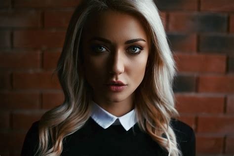 Portrait Blonde Bricks Women Wall HD Wallpaper Rare Gallery