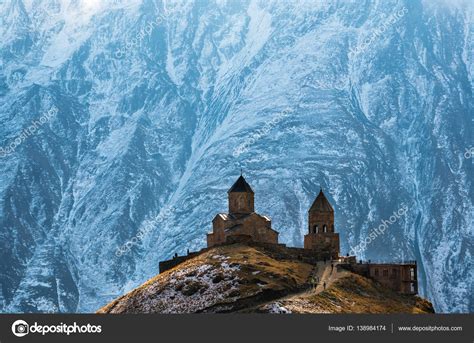 Caucasus mountains, Gergeti Trinity church, Georgia Stock Photo by ...