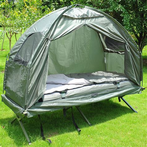 New Outsunny Single Portable Camping Tent Bed Cot W Sleeping Bag Air