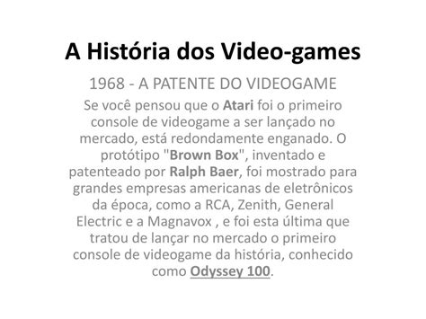 PPT A História dos Video games PowerPoint Presentation free download