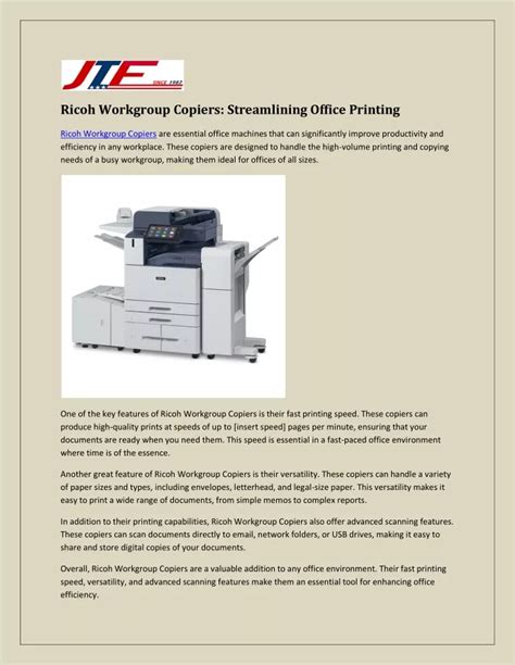 PPT Ricoh Workgroup Copiers Making Office Printing Easy PowerPoint