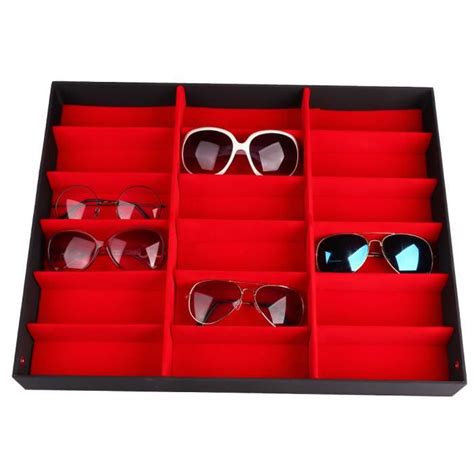 EBTOOLS Boîte à lunettes 18 grilles étuis de rangement d affichage de