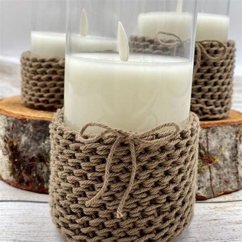 Crochet Candle Cozy Pattern Through The Loop Yarn Craft