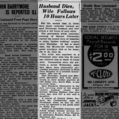 Clotworthy obits The Pittsburgh Press Pittsburgh, Pennsylvania Sun, Jan ...