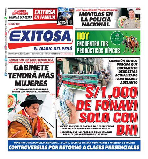 Diario Exitosa Lima Sábado 04 de Setiembre 2021 by Diario Exitosa Issuu