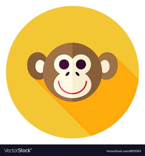 Flat design monkey circle icon Royalty Free Vector Image