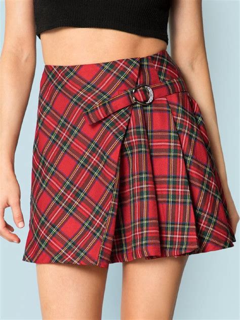 SHEIN Zipper Back Plaid Skirt Mini Skirts Plaid Skirts Fashion