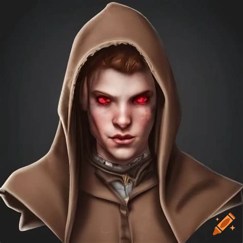 Art Of A Male Elf With Red Eyes In A Hooded Cloak On Craiyon