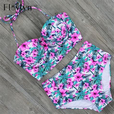 Floylyn Sexy Floral Printed Summer Beach Bathing Suit Push Up Swimsuit