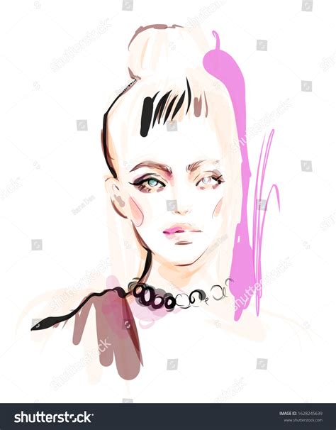 Beautiful Woman Face Vector Portrait Glamour Vector De Stock Libre De