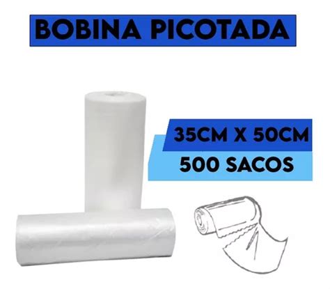 Bobina Picotada 35x50 C 500 Saco Plastico Transparente MercadoLivre