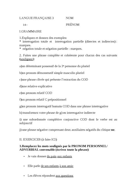 Idioma Francés 01 2014 Exámenes De Idioma Francés Docsity