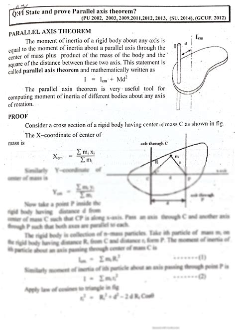 Solution State And Prove Parallel Axis Theorem Studypool