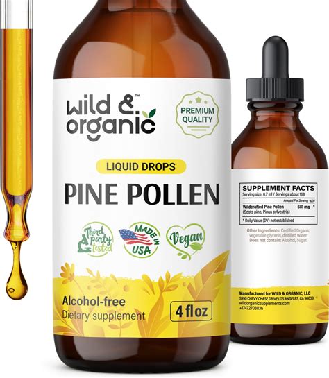 Pine Pollen Tincture Organic Pine Pollen Powder Liquid Drops Vegan Alcohol Free