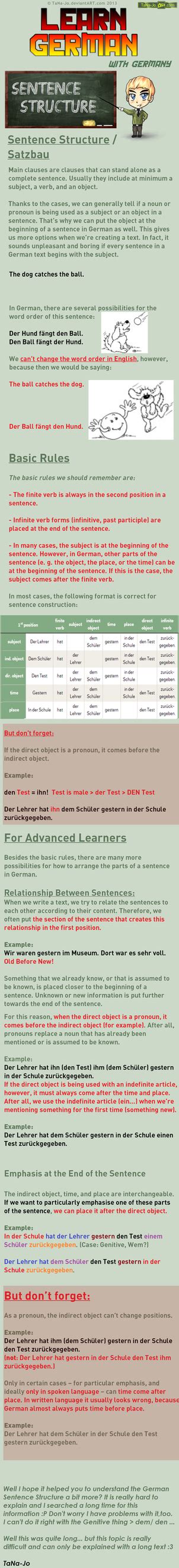 Learn German - Sentence Structure/ Satzbau by TaNa-Jo on DeviantArt