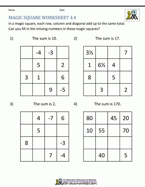 30 Magic Squares Worksheet Worksheets Decoomo