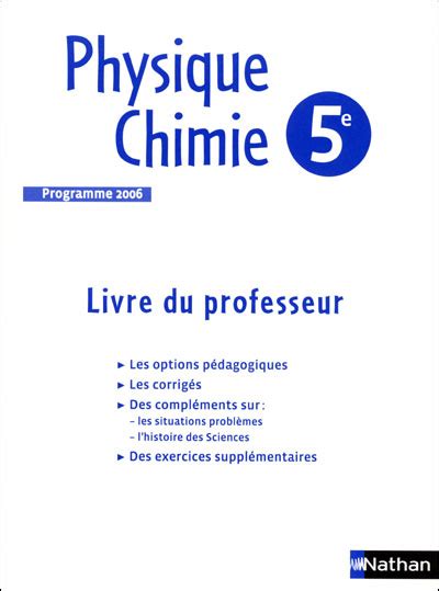 Physique Chimie Eme Livre Du Professeur Broch Collectif Achat