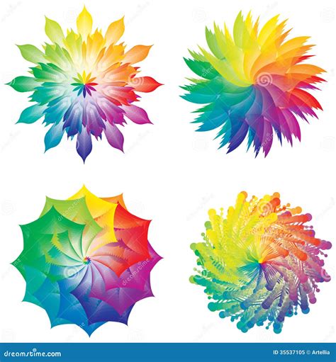 Set Of Color Wheels / Circles / Flowers Rainbow Colors Royalty Free ...