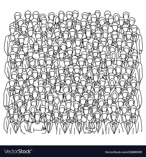 Crowd of businesspeople sketch Royalty Free Vector Image