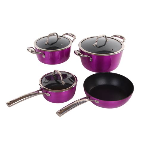 Non Stick Cookware Factory Pcs Purple Forged Aluminum Pots And Pans