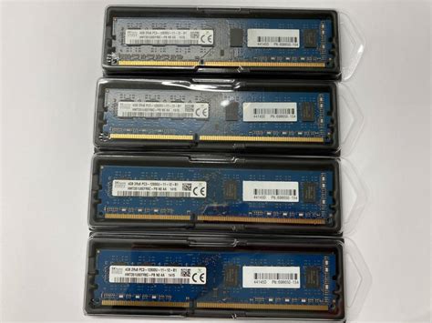 【目立った傷や汚れなし】sk Hynixkorea デスクトップ用メモリー 4gb 2rx8 Pc3 12800u 11 12 B1 4枚