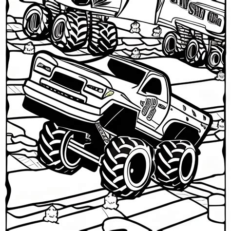 Monster Truck Competition Crush Kleurplaat Zwart Creative Fabrica