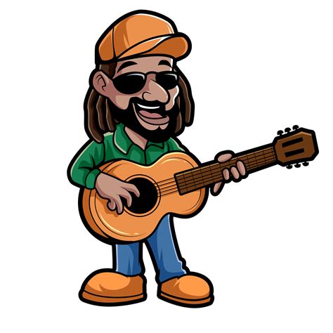 Rastaman With Dreadlocks And Reggae Style Singing While Play Classic