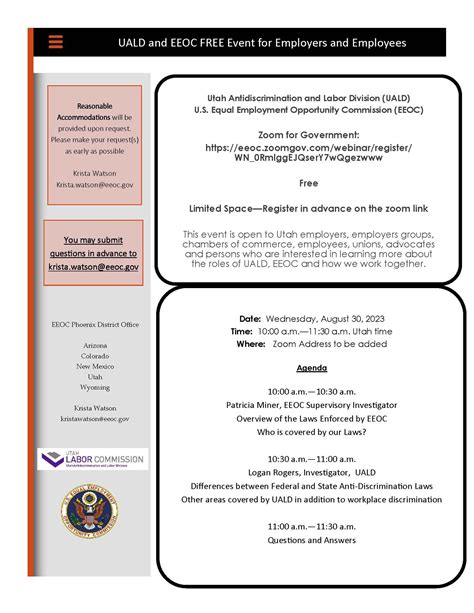 Uald And Eeoc Free Event For Utah Employers And Advocates