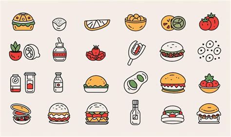 Conjunto De Iconos De Comida Mexicana De Contorno Iconos De Web