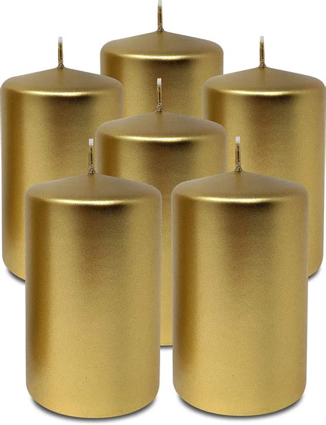 Amazon Mega Candles Pcs Unscented Gold Round Pillar Candle Hand